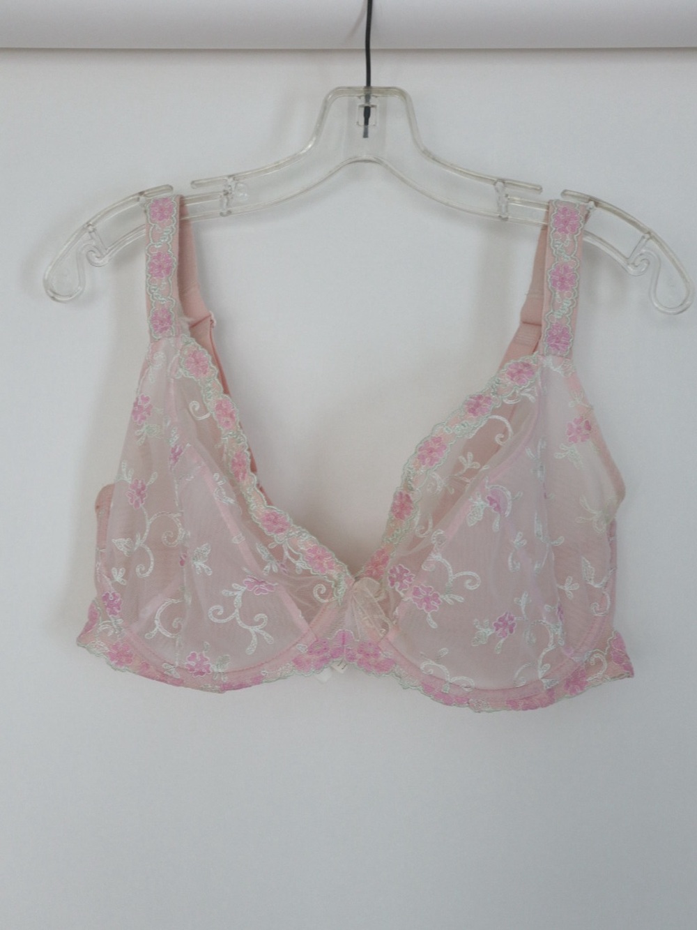 Simone Perela Sheer Embroidered Underwire Bra in Pale Pink
